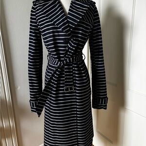 Talbot’s Navy and White Belted Women's Trench Coat